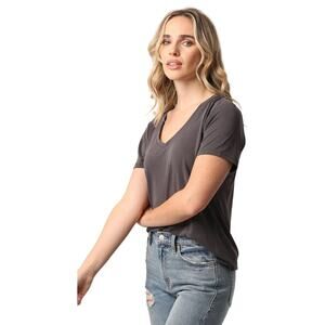 Another Love Megan V-Neck Tee Dark Grey Size L